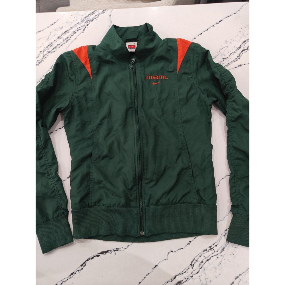 Vintage Miami Hurricanes Jacket Boys Small Green Orange Football Nike Track Y2K